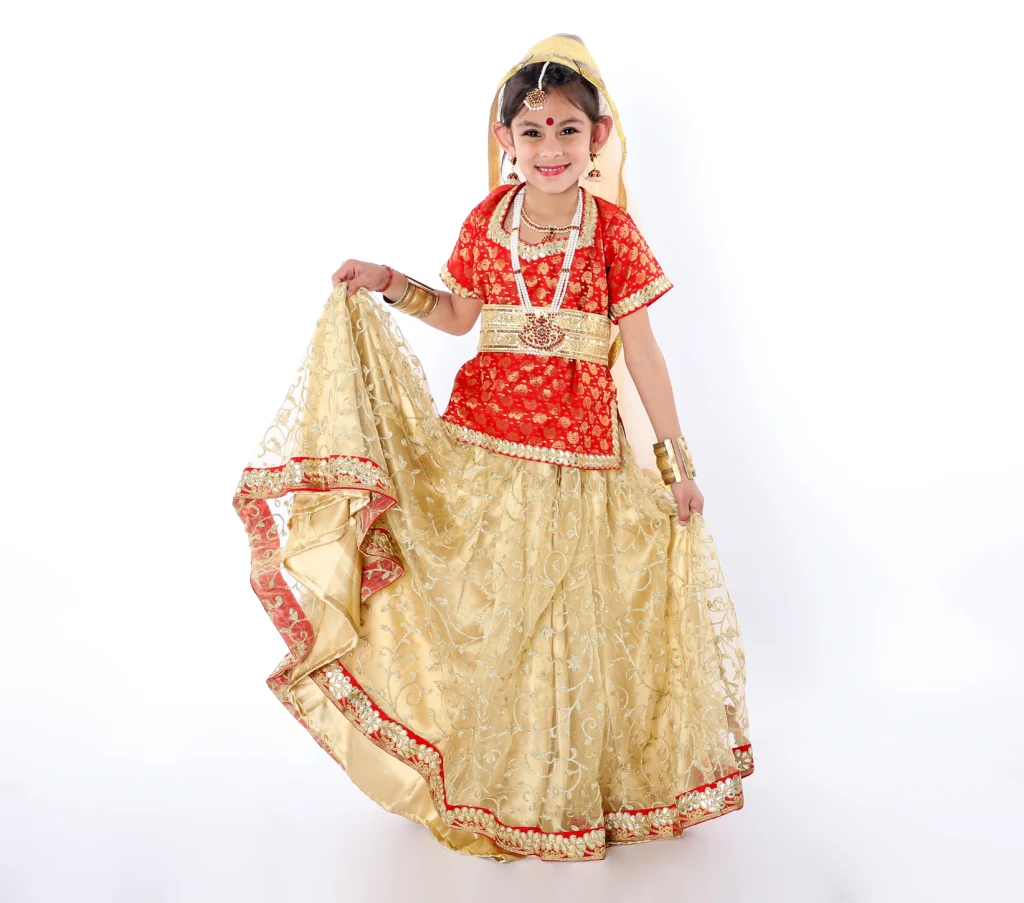 Girl dressed in the traditional costume of Radha Krishna's Wife Stock Photo  - Alamy