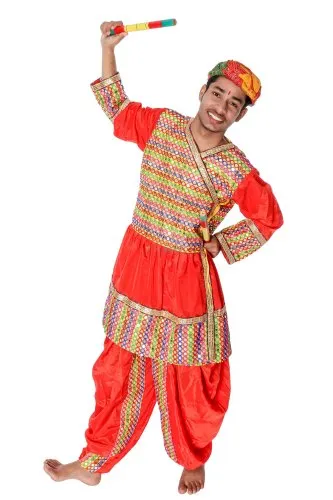 Gujarati Kedia Garba Dress for Boys with Dhoti, Angrakha &Cap-Red -  Itsmycostume