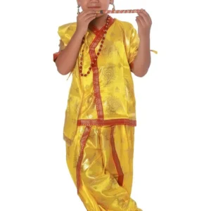 Krishna Fancy Dress Costume Yellow Japanese Satin