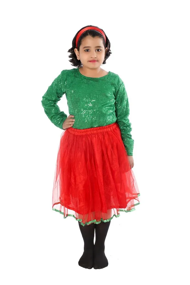 Buy Jes Red Women Taffeta Sequin Crop Top Long Skirt Dress (M, Red) at  Amazon.in